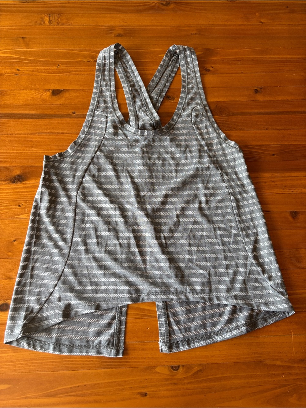 Gray Striped Racerback Sports Tank Bra - Women's Active Top. Excellent condition